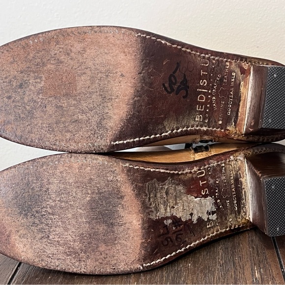 BED|STU Tan Leather Ankle Booties with Chunky Heel Womens size 8.5 - Picture 11 of 13